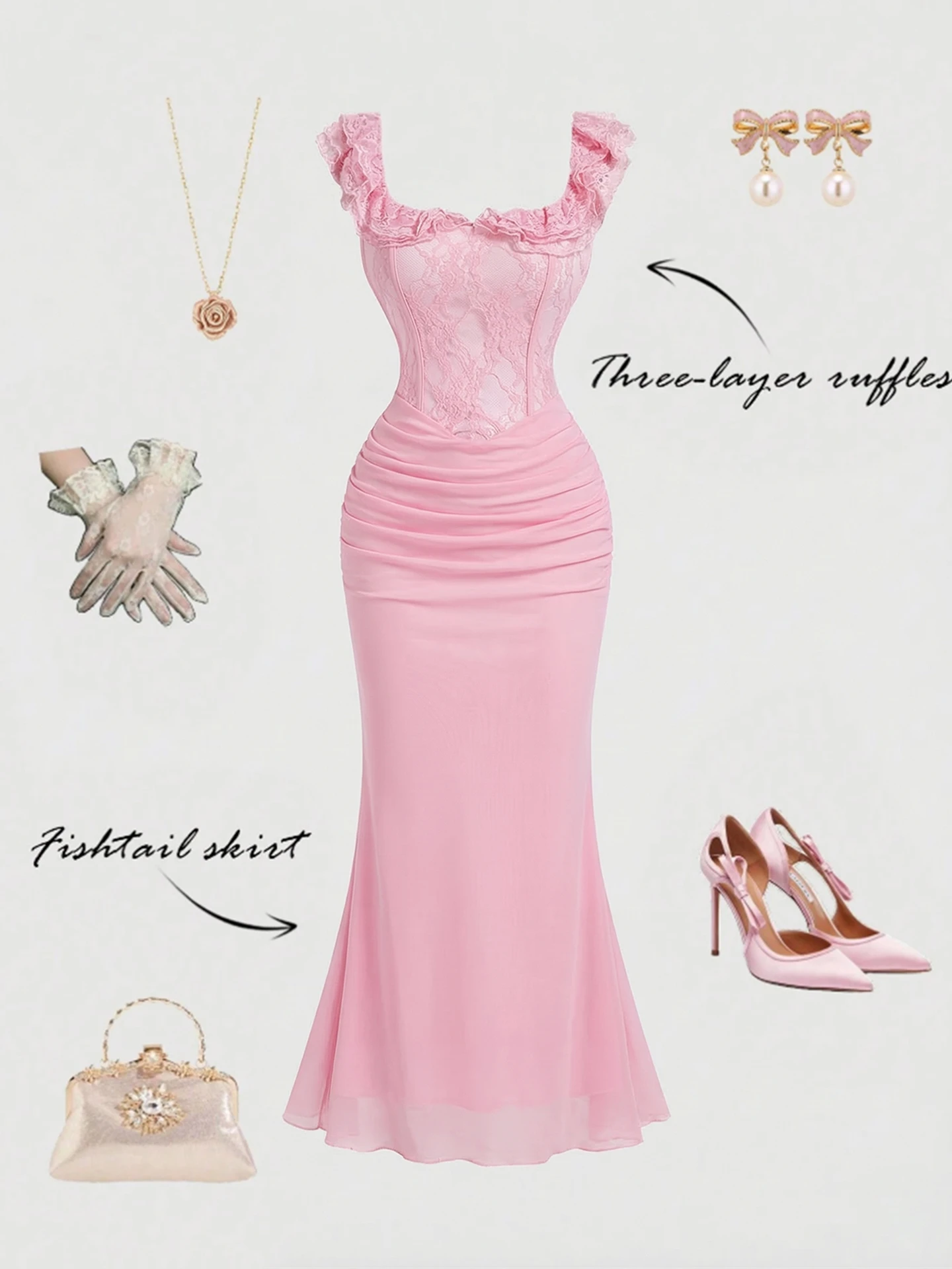 Lace-Trimmed Bodycon Dress - Image 2